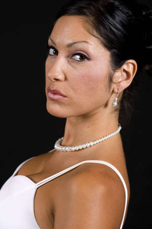 Bridal portrait over black background の写真素材
