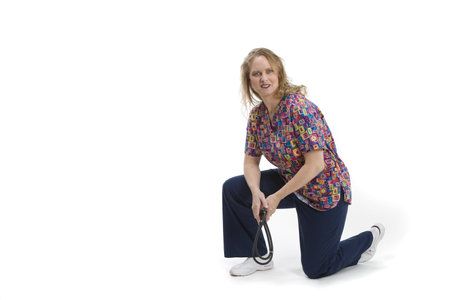 Woman in medical scrubsの写真素材