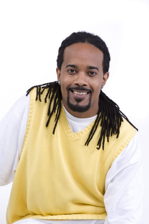 Man smiling at the camera over white background