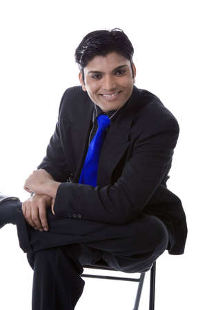 Adult Male Indian Model in business suit over white backgroundの写真素材