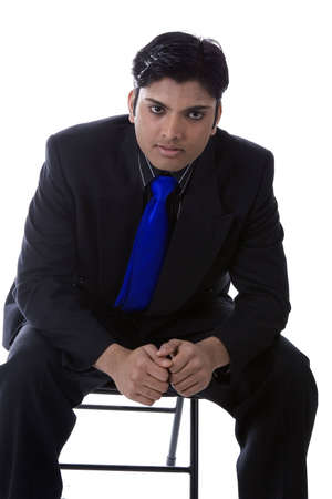 Adult Male Indian Model in business suit over white backgroundの写真素材