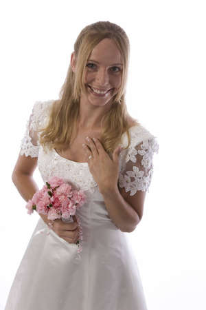 Young blond woman in wedding dressの写真素材