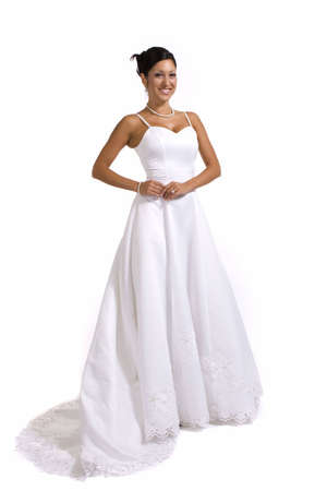 Bridal portrait over white background の写真素材