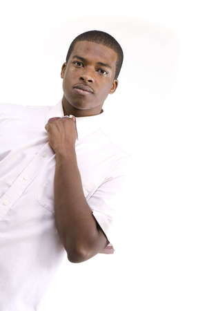 African American Male Model over white backgroundの写真素材