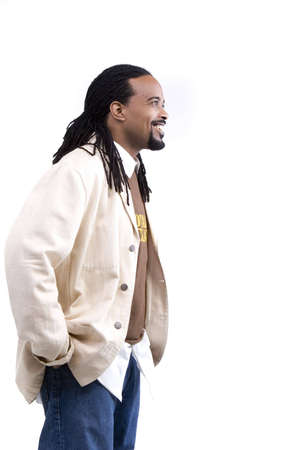 African American Male Model over white backgroundの写真素材
