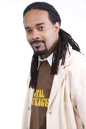 African American Male Model over white backgroundの写真素材