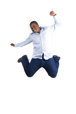 African American Male Model over white backgroundの写真素材