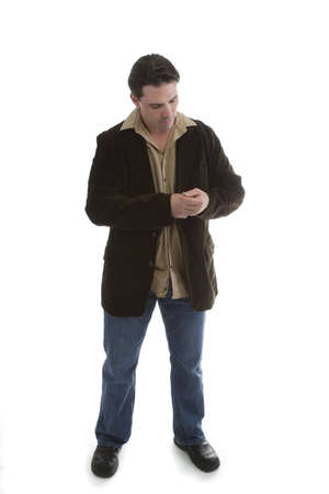 Male model in Casual clothes over white backgroundの写真素材