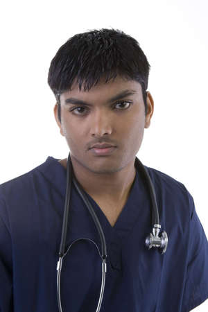 Male in Scrubs over a white backgroundの写真素材
