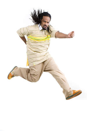 African American Male Model over white backgroundの写真素材