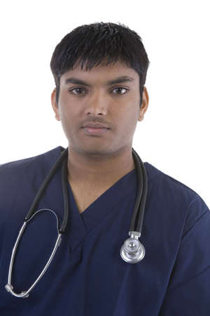 Male in Scrubs over a white backgroundの写真素材