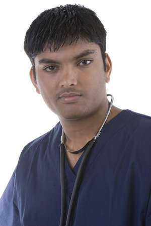 Male in Scrubs over a white backgroundの写真素材