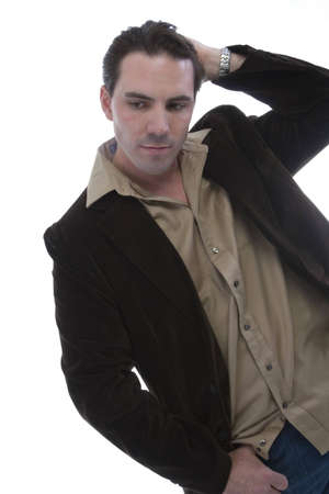 Male model in Casual clothes over white backgroundの写真素材