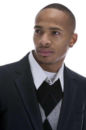 Adult African American Male in Business suit over a white backgroundの写真素材
