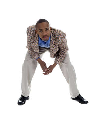 African American Male in sports coat over a white backgroundの写真素材