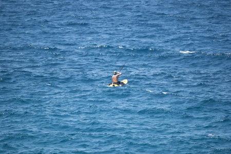 lone explorer at seaの写真素材