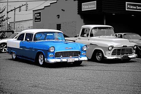 BLUE AND WHITE CHEVYのeditorial素材