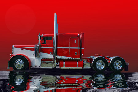 Red and White Peterbilt abstractのeditorial素材