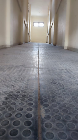 interior of an old building, perspective view of the corridor