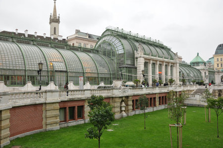 Modern imposing glass building of the Orangerie in Vienna, Austriaのeditorial素材