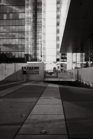 Vertical grayscale of the head office of LVM Versicherung in Muenster, Germanyのeditorial素材