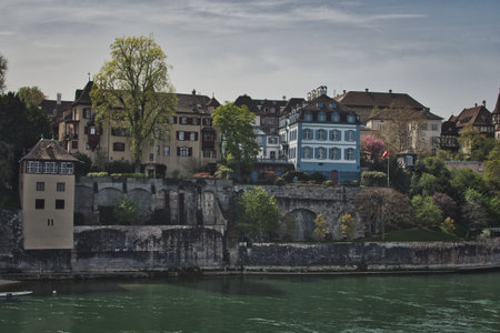 ï»¿Beautiful architecture of Basel, Switzerland, at the River Rhine on a sunny day