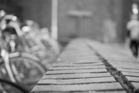 Wall next to a bicycle parking lot in Venlo, Netherlandsの写真素材