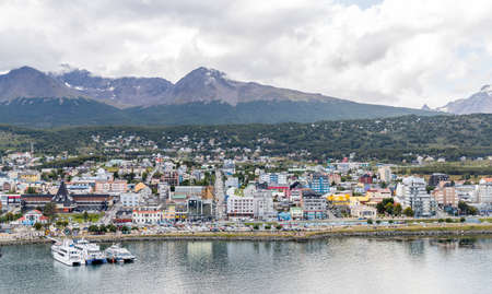 Ushuaia / Argentina- January 23, 2020: The Southern Argentinian port of Ushuaia provides docking for a large number of cruise ships that use it as a base to sail to Antarctica.のeditorial素材