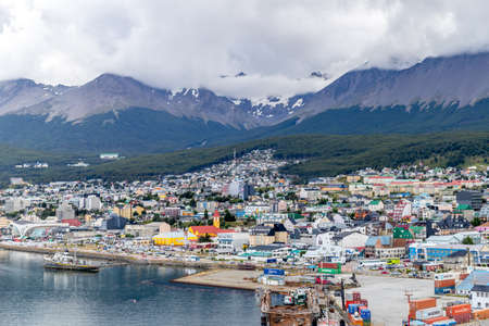 Ushuaia / Argentina- January 23, 2020: The Southern Argentinian port of Ushuaia provides docking for a large number of cruise ships that use it as a base to sail to Antarctica.のeditorial素材