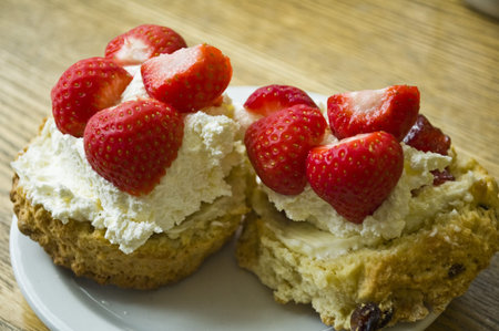 Strawberries and creamの写真素材