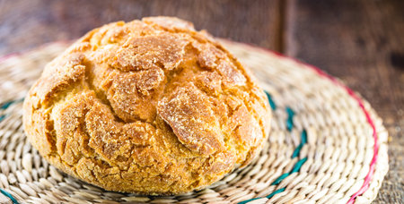 Broa is a type of corn and wheat bread traditionally made in Portugal, Galicia and Brazil. Flour is...