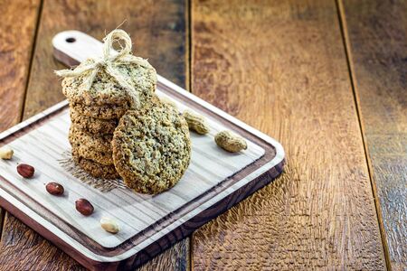 Peanut flavored biscuit, homemade dessert. Vegan and healthy food.の写真素材