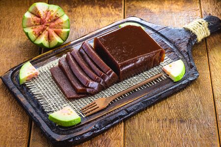 Goiabada, a typical sweet made with guava, a Brazilian sweet common in the state of Minas Gerais. Concept and sweet homemade flavor.の写真素材