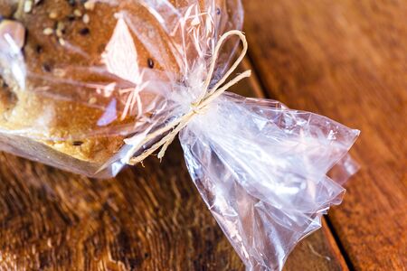 homemade Brazil nut bread packed in plastic bag. Small business owner product for export market.の写真素材