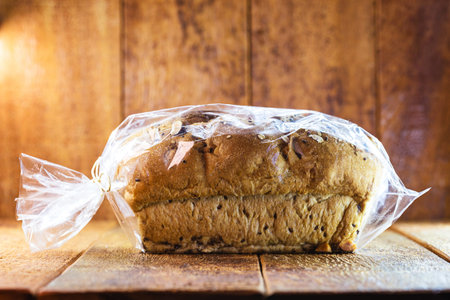 homemade Brazil nut bread packed in plastic bag. Small business owner product for export market.