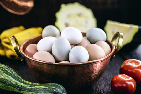 colored Brazilian free-range egg, from chickens fed diets exclusively of vegetable origin, organic...