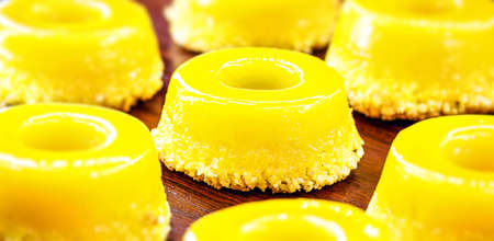 A Brazilian dessert made with eggs and coconut. Quindim, noderste do brasil cuisineの写真素材