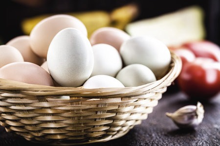 colored Brazilian free-range egg, from chickens fed diets exclusively of vegetable origin, organic...