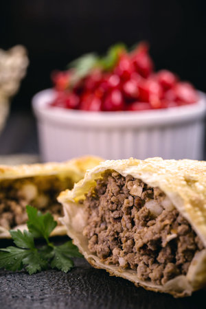 Fried dough stuffed with ground meat, called pastel, typical Brazilian food