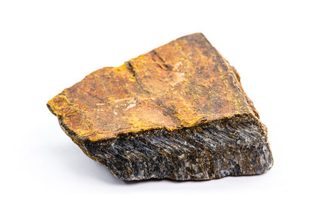 tiger's eye stone, natural, without cut, ornamental and esoteric ore, a silicified crocidolite of vibrant colorsの写真素材