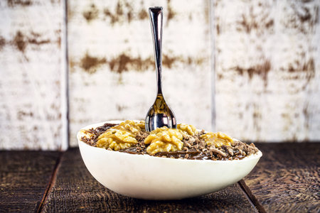 spoon easter egg stuffed with white chocolate and nuts, easter dessert typical Brazilian food.