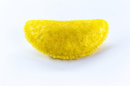 fried corn fingers, fried corn flour pastry, isolated white background, copy space