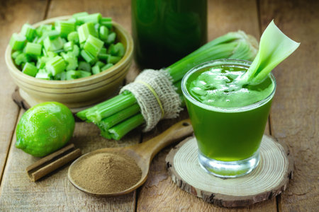 celery juice, healthy vegetable vitamin for diet and detoxの写真素材