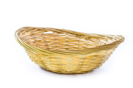 handmade straw basket made in brazil, decorative kitchen useの写真素材