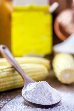 Corn starch is the corn flour used in cooking to prepare creams, as a thickenerの写真素材