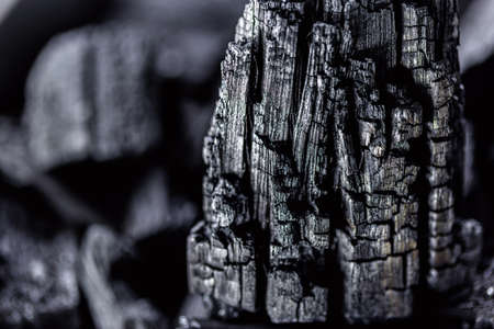piece of charcoal in close up, charcoal textureの写真素材
