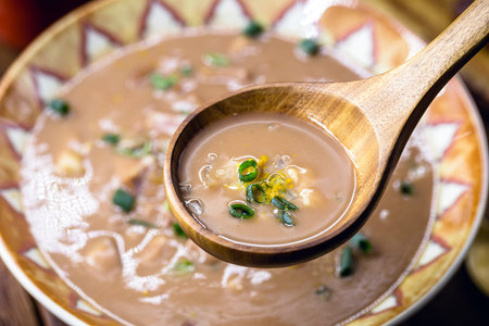 Brazilian bean broth, typical soup with vegetables and meat