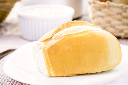 Brazilian salt bread served for breakfast, called french bread, crispy and fresh from the oven