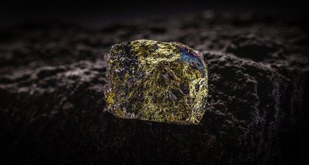 rock with traces of copper, copper mining through basaltic rock.