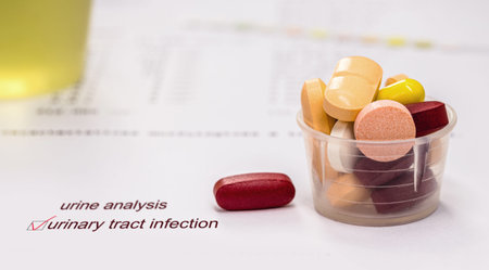 oral pills for urinary tract infection problems, background lab test, spot focus